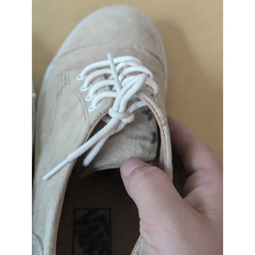 Vans Classic Lace Up Pig Suede Ginger Tan White Sneakers Low-Top Shoes Mens 8